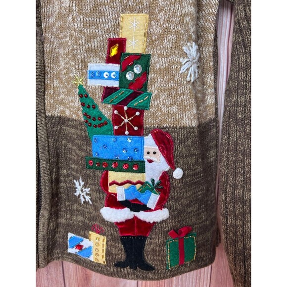 TIARA INTERNACIONAL Santa Zip Up Sweater Cardigan Size M (Bx 13) - Picture 5 of 10